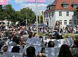 Die Musikkapelle Berg bei der Sterntafel 1250 Jahre Ailingen