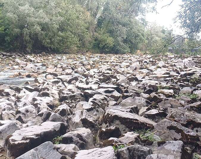 Trockenes Flussbett (Foto: Landratsamt Bodenseekreis)