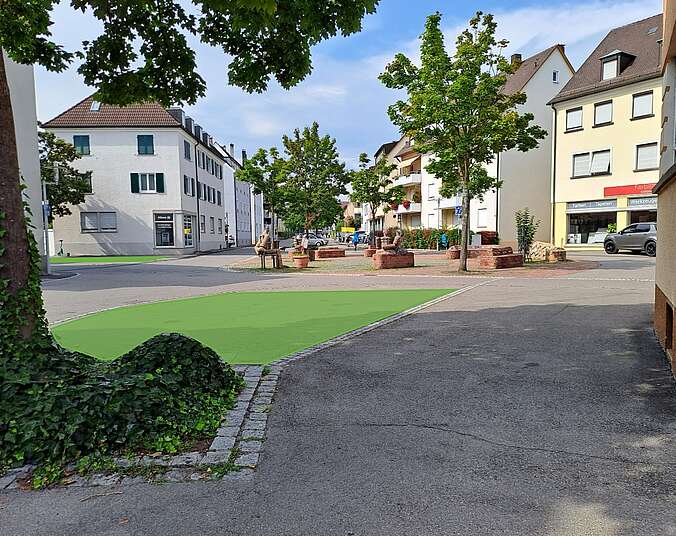 Fridolin-Endraß-Platz mit montierten Grünflächen